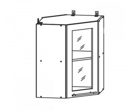 Квадро ПУС 550 шкаф верхний угловой со стеклом в Томмоте - mebel154.com